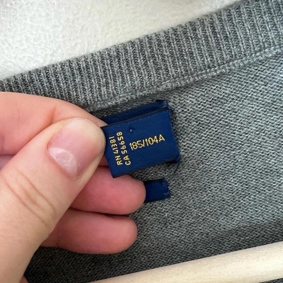 Polo by Ralph Lauren • Gray Pima Cotton V-Neck Sweater - Picture 5 of 6